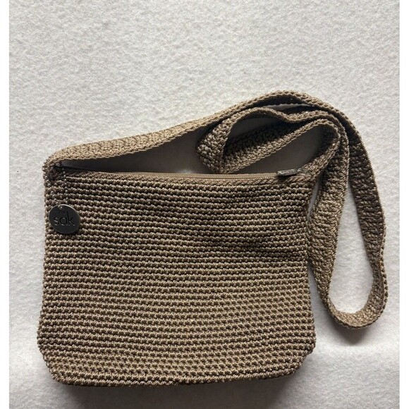 The Sak Women’s Brown Crochet Woven Small Zip Close Crossbody Purse - Picture 1 of 3